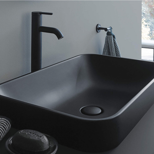 Lavabo Rectangular sobre Cubierta Happy D.2 Plus (acabado Antracita Mate)