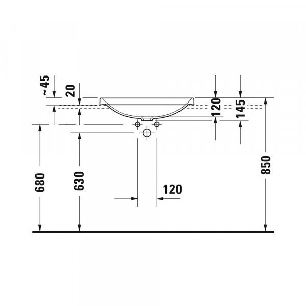 Lavabo Empotrado D-Neo Sin Rebosadero