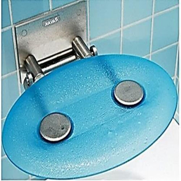 Asiento Plegable de Ducha OVO P Multifuncional, Color: Azul Translúcido