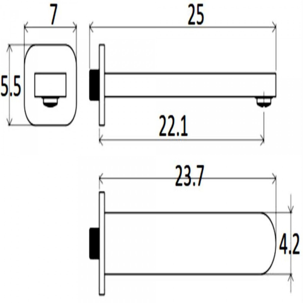 Caño línea Chrome para Llenado de Tina (acabado Cromo)