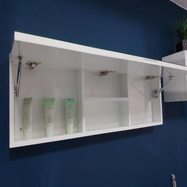 Espejo Suspendido con Entrepaños, Antiadherente al Agua (acabado Lacado Blanco)