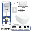 Set de Inodoro Geberit, Modelo: Smyle con Asiento y Tapa tipo Sándwich, Cisterna Oculta y Pulsador (acabado Blanco Brillante) - Línea Alpha