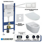 Set de Inodoro Geberit iCon con Asiento y Tapa (Diseño Delgado), Cisterna Oculta y Pulsador (acabado Blanco Brillante) - Línea Alpha