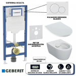 Set de Inodoro Geberit iCon con Asiento y Tapa (Diseño Delgado), Cisterna Oculta y Pulsador (acabado Blanco Brillante) – Línea Sigma