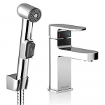 Mezclador Monomando línea Chrome para Lavabo, con Extensión y Ducha de Bidé, (acabado Cromo)