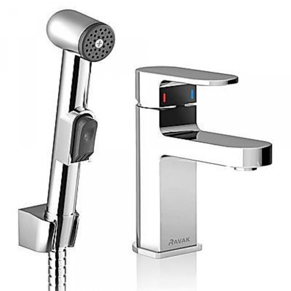 Mezclador Monomando línea Chrome para Lavabo, con Extensión y Ducha de Bidé, (acabado Cromo)