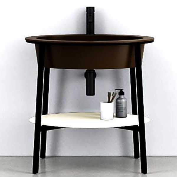 Lavabo Ovalado Línea Catino, con Perforación para Monomando (acabado Fango Café)