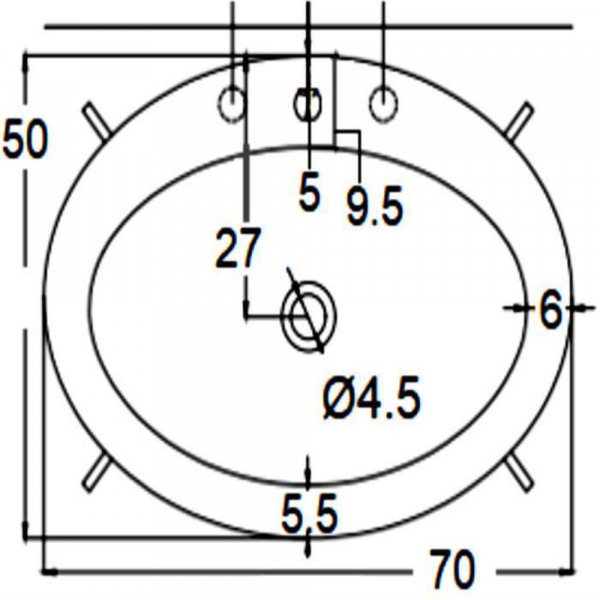 Lavabo Ovalado Línea Catino, con Perforación para Monomando (acabado Fango Café)