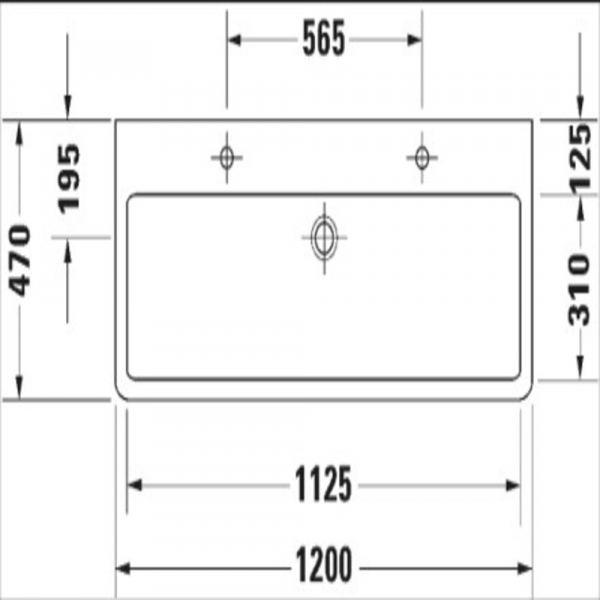 Lavabo sobre Cubierta Vero, con Dos Orificios para Grifería