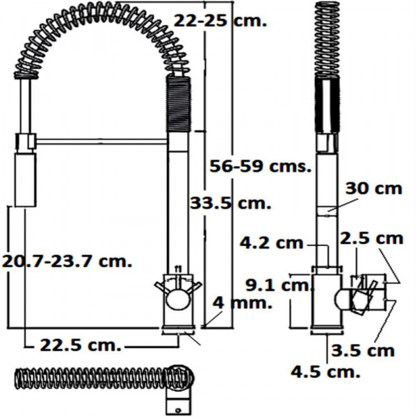 Mezclador Monomando Semi-Profesional de Cocina de 1 Tipo de Chorro (acabado Cromo)
