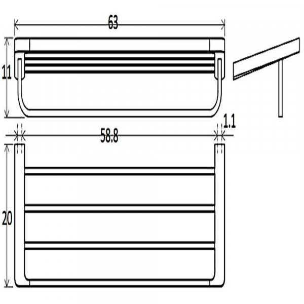 Repisa para Toallas de 63 cm. (acabado Cromo Brillante)