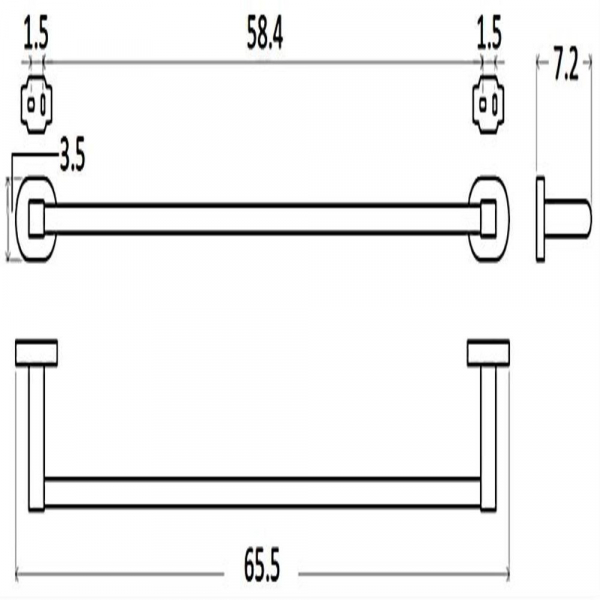 Toallero línea Chrome de 60 cm. (acabado Cromo Brillante)