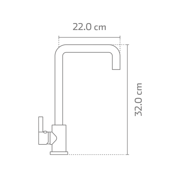 Llave Monomando de Cuello Tubular en escuadra KB90011