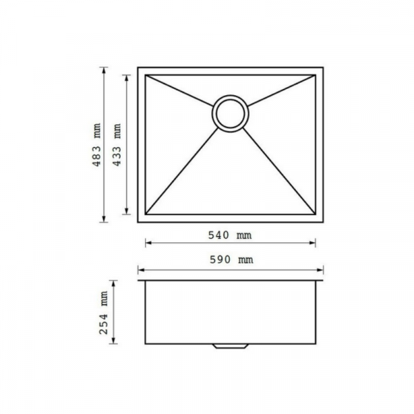 Tarja Cuadra una tina de Acero Inoxidable 304 KHS2319