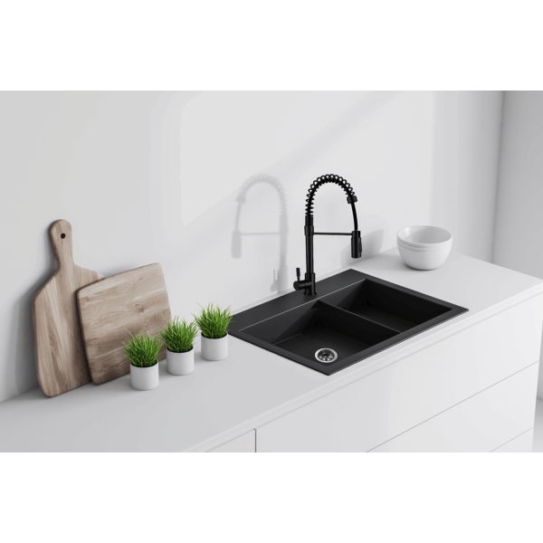 Llave Monomando de Cuello Flexible Doble Función Negro Mate KSS1230-BK