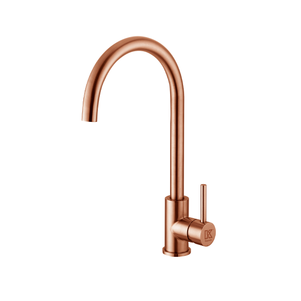 Mezcladora monomando para fregadero. Cuerpo redondo. Cuello alto.