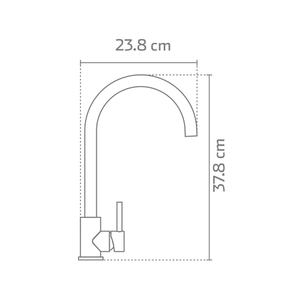 Mezcladora monomando para fregadero. Cuerpo redondo. Cuello alto.