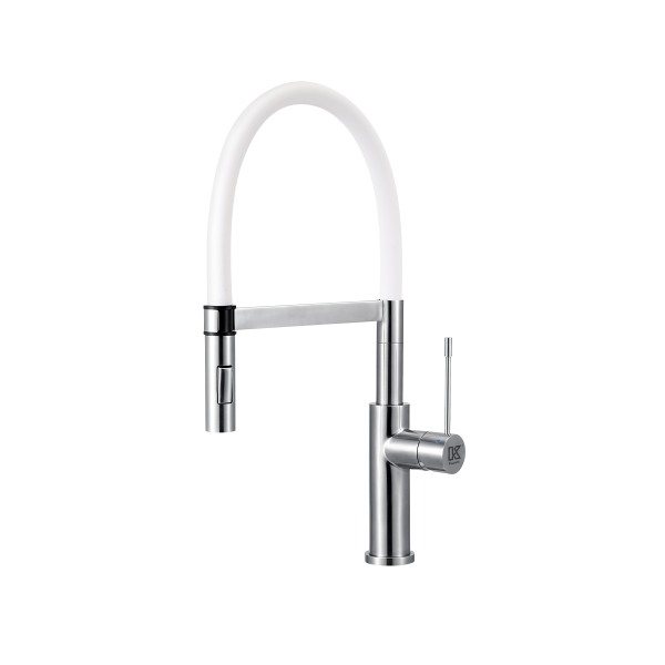 Llave Monomando de Acero Inoxidable 304 de Cuello Flexible Doble Función Blanco KSS1215-WH