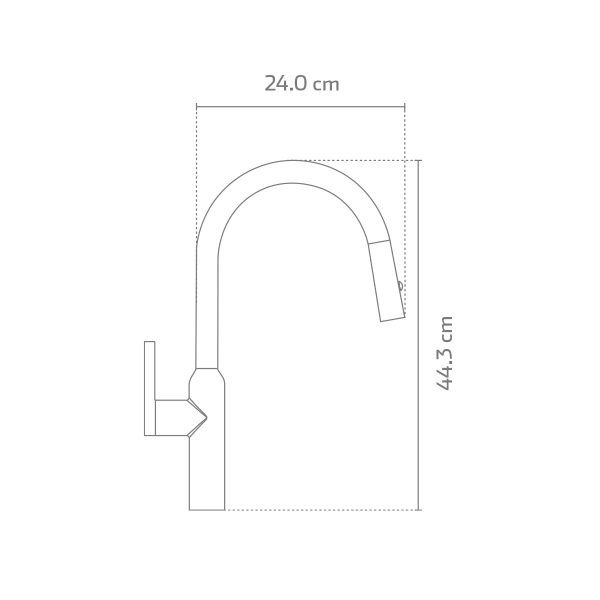 Llave Monomando de Acero Inoxidable 304 Extraible cuello alto KSS1217-RG