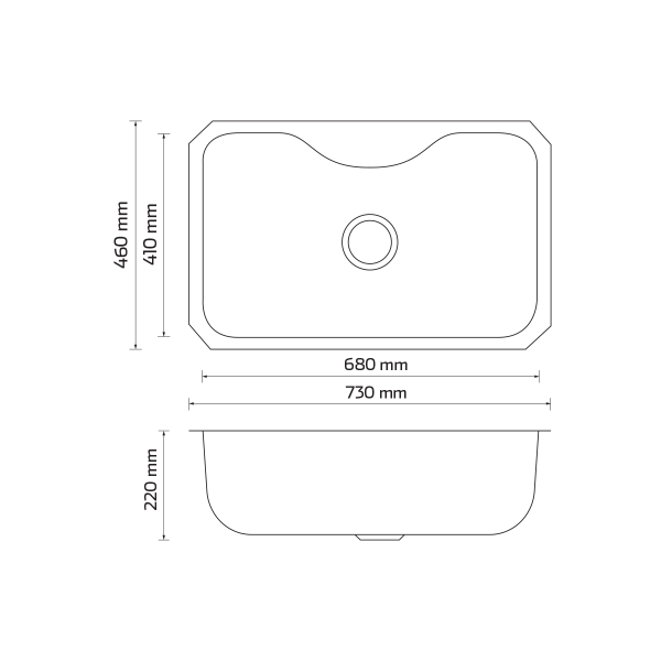 Fregadero Kele 73 x 46 cm 1 Tarja Submontar KUS2918A