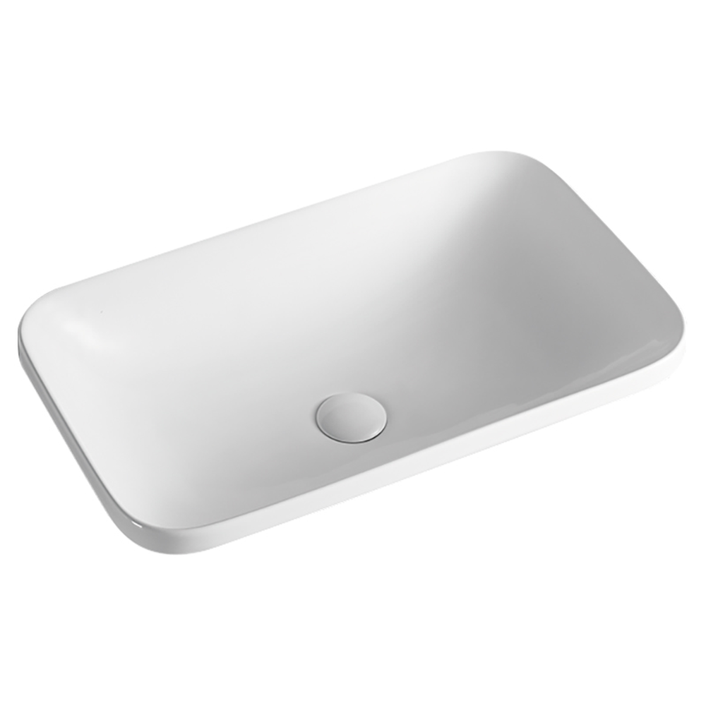 Lavabo Milan 610 Premium Blanco Semiempotrable Cerámica Rectangular